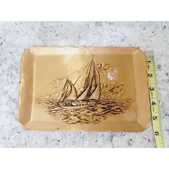 Bronze Hand Made Natale Grove City PA Vtg. Ltd. Edition Bronze Plate Sailboats - Picture 8 of 8